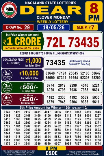 Dear Clover Monday Weekly Lottery